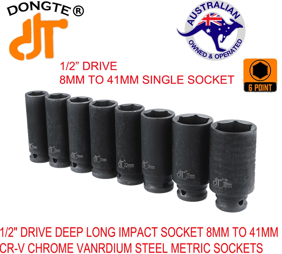 1/2" Drive Deep Impact long Socket 8MM-41MM CR-V Steel Metric Sockets Long - image 3 of 4