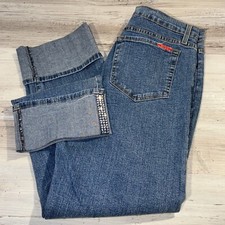 NYDJ Women's Jeans US 10 Blue Tummy Tuck Stretch Zip 3/4 Cropped Made in USA