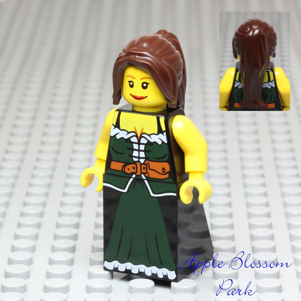 NEW Lego Castle MAIDEN MINIFIG Dark Green Dress Maid Female Girl Peasant  10193