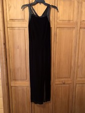 CDC Black Velvet Stretch With Satin Cross-back Gown size 8 Petites