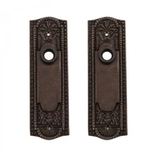 Door Back Plate Antique Brass Beaded Without Keyhole 7 1/4" H Pack of 2