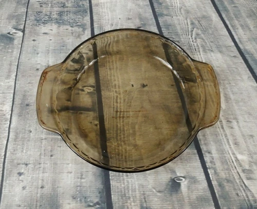 L’ovenware  1 Qt.  9' Amber Round Deep Dish Pie Plate, Vintage USA Made!