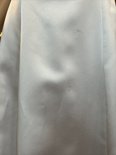 BARI JAY Satin Silver A-Line, Criss-Cross Back, Flower Beads Gown - Picture 10 of 10