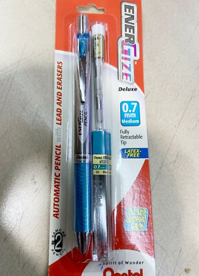 NEW Pentel EnerGize Deluxe .7mm Mechanical Pencil Blue w/Lead & Eraser Refills