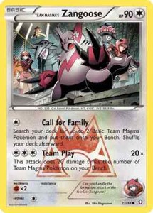 Team Magma's Zangoose 22/34 Double Crisis Common Light Play Pokemon DNA GAMES