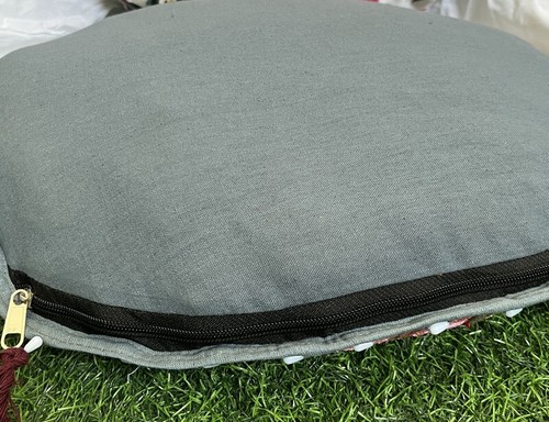 All Size Patchwork Cushion Cover Handmade Round Floor Pillows Case Covers Grey - Picture 6 of 7