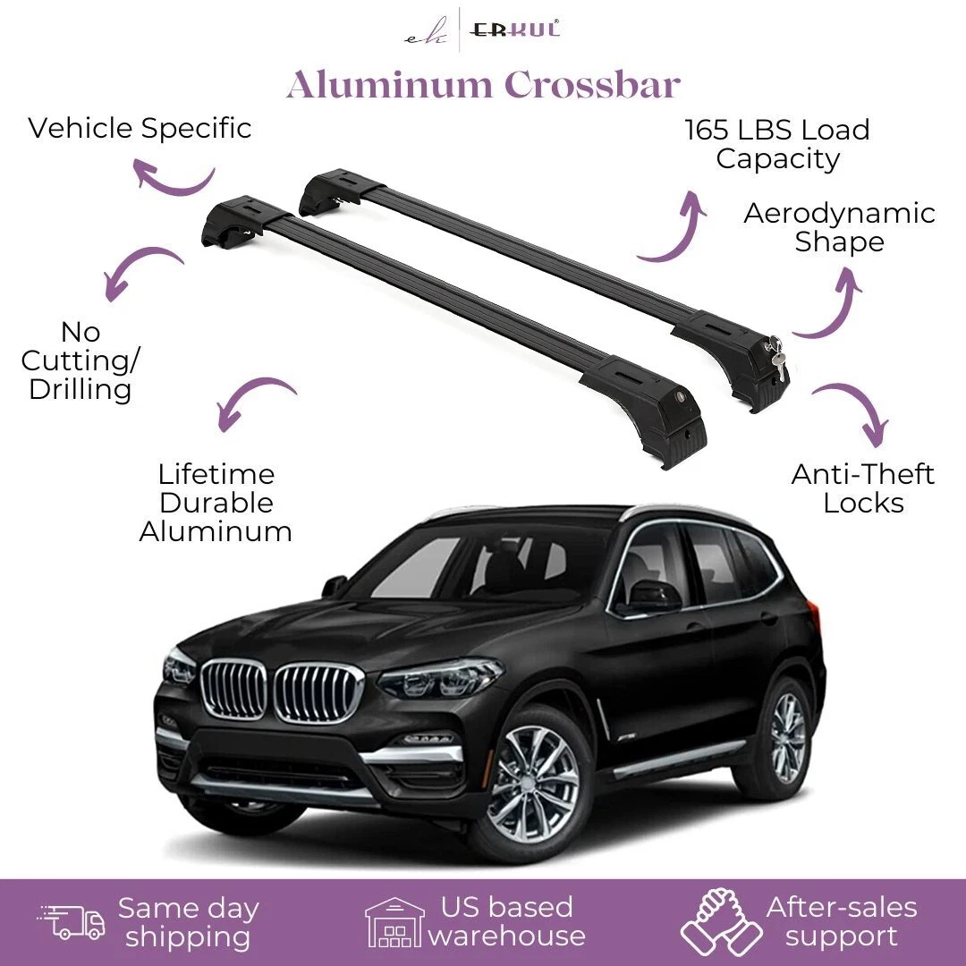 ERKUL Roof Rack Cross Bars Fits BMW X3 G01 2018-2024 Aluminum