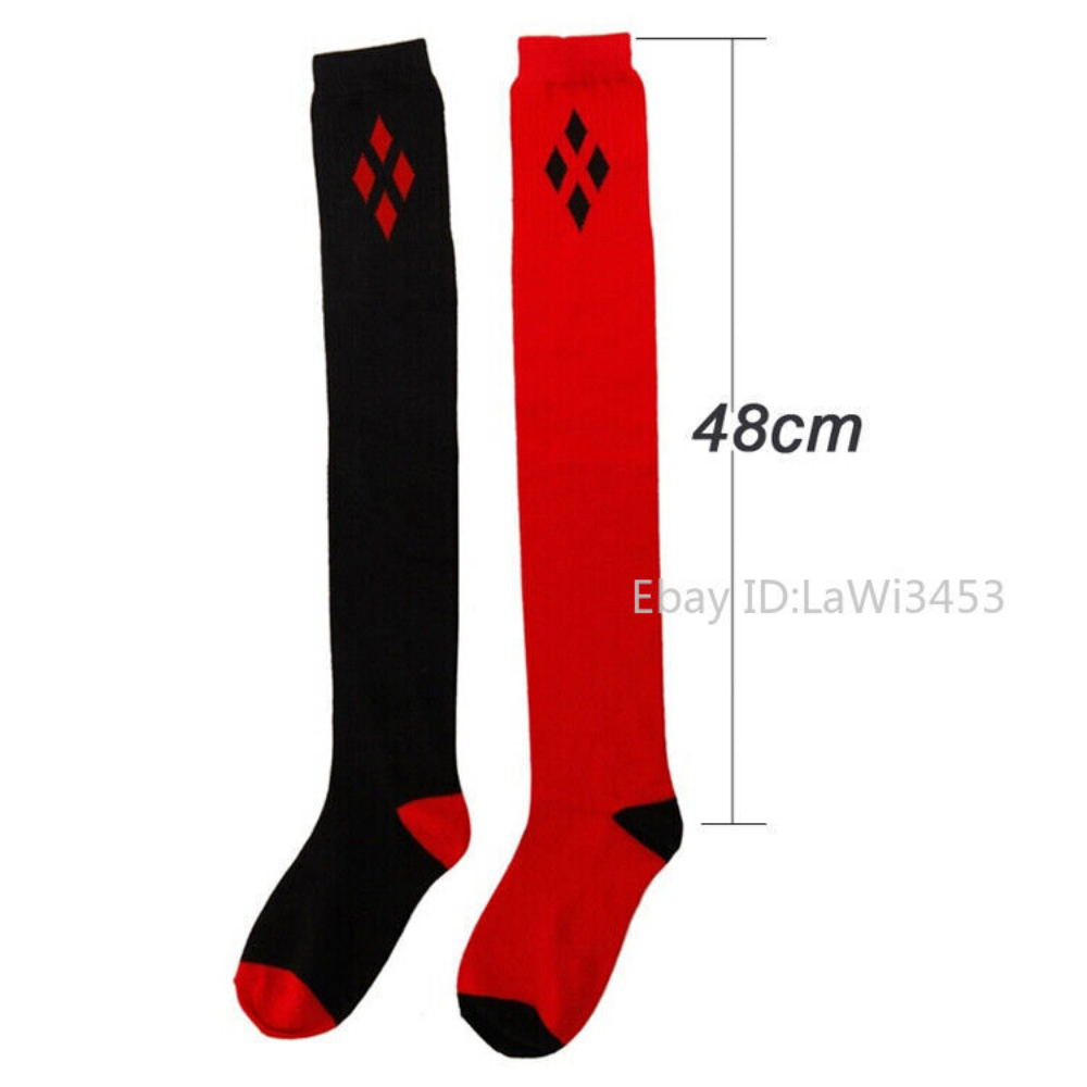 Harley Quinn Women Thigh High Stockings The Knee Socks Girl Costume  Accessories | eBay