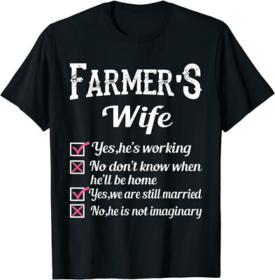 NEW LIMITED Farmer's Wife Checklist Funny Premium Great Gift Idea T-Shirt S-5XL