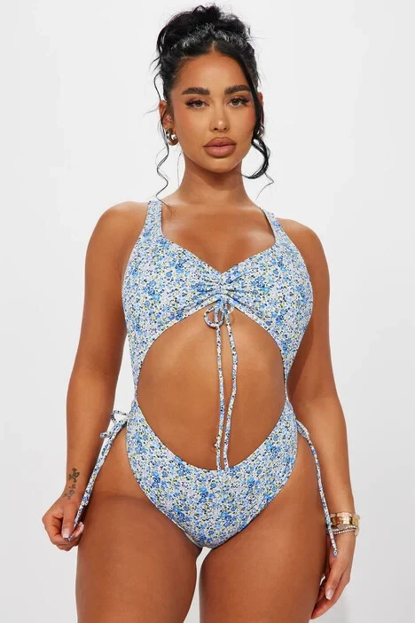 Nuevo con etiquetas Para mujeres Talla XS 1 Pieza ENVYA Traje de Baño Azul Mini Floral Espalda Corredora Monokini Foto 3 de 3