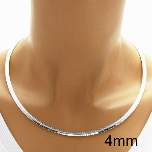925 Sterling Silver Elegant Omega Chain Necklace - All Widths and Lengths - Picture 20 of 31