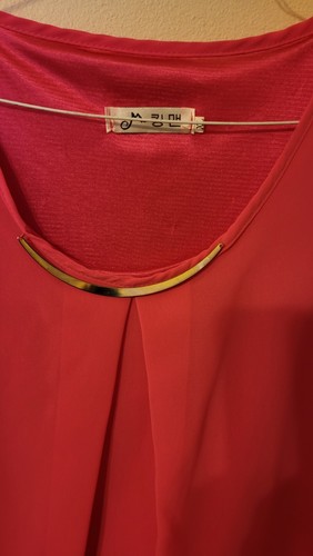 womens blouse size XL hot pink gold gathered at neck L sleeve meiooh faded glor - Picture 21 of 24