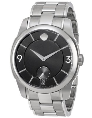 Movado 0606626 LX Men's Black Dial Date Stainless Steel Watch