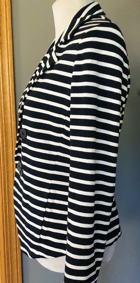 Chaqueta Blazer Bailey/44 EE. UU. Rayas Mujer M Botones Blanco Azul Náutico Preppy Foto 3 de 4