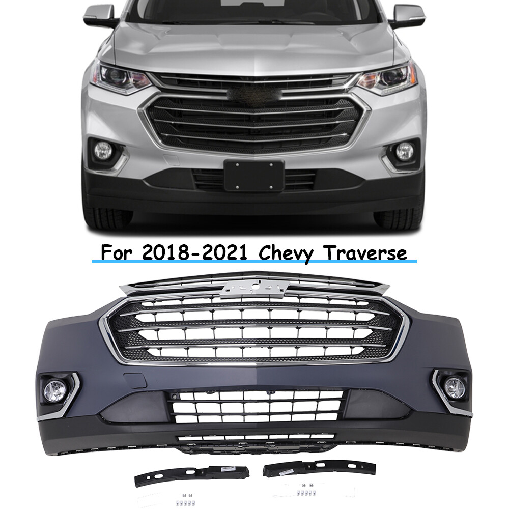 For 2018-2021 Chevy Traverse Complete Front Bumper Grille Assembly w/ Fog Lights