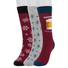 NWT Men  s Celebrate Together Christmas Socks Holiday Gift Printed Crew 3 Pairs