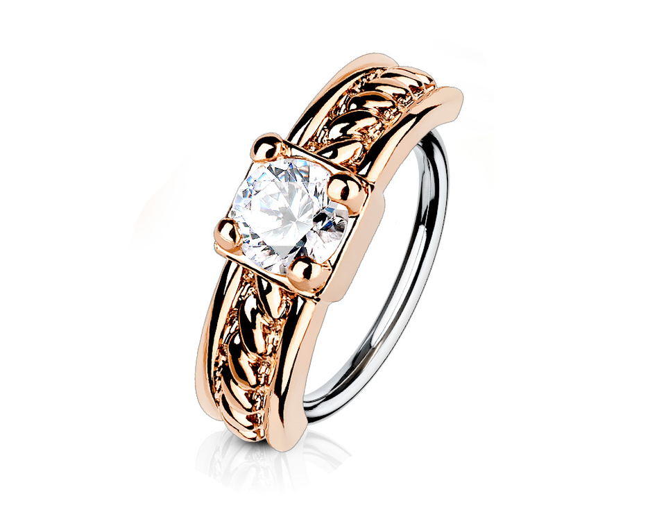 18G 20G Nose and Cartilage Bendable Hoop Rings Prong CZ Centered Half Circle Top