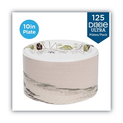 Pathways Soak Proof Disposable Paper Plates, 10'' Heavy-Weight, 125 Pack