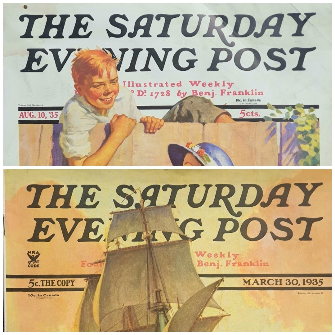 1935 The Saturday Evening Post 2 Issues March 30 and August 10 Very Good Plus