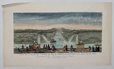 Original engraving - J. Rigaud - Canal du Château de Rambouillet - Circa 1730