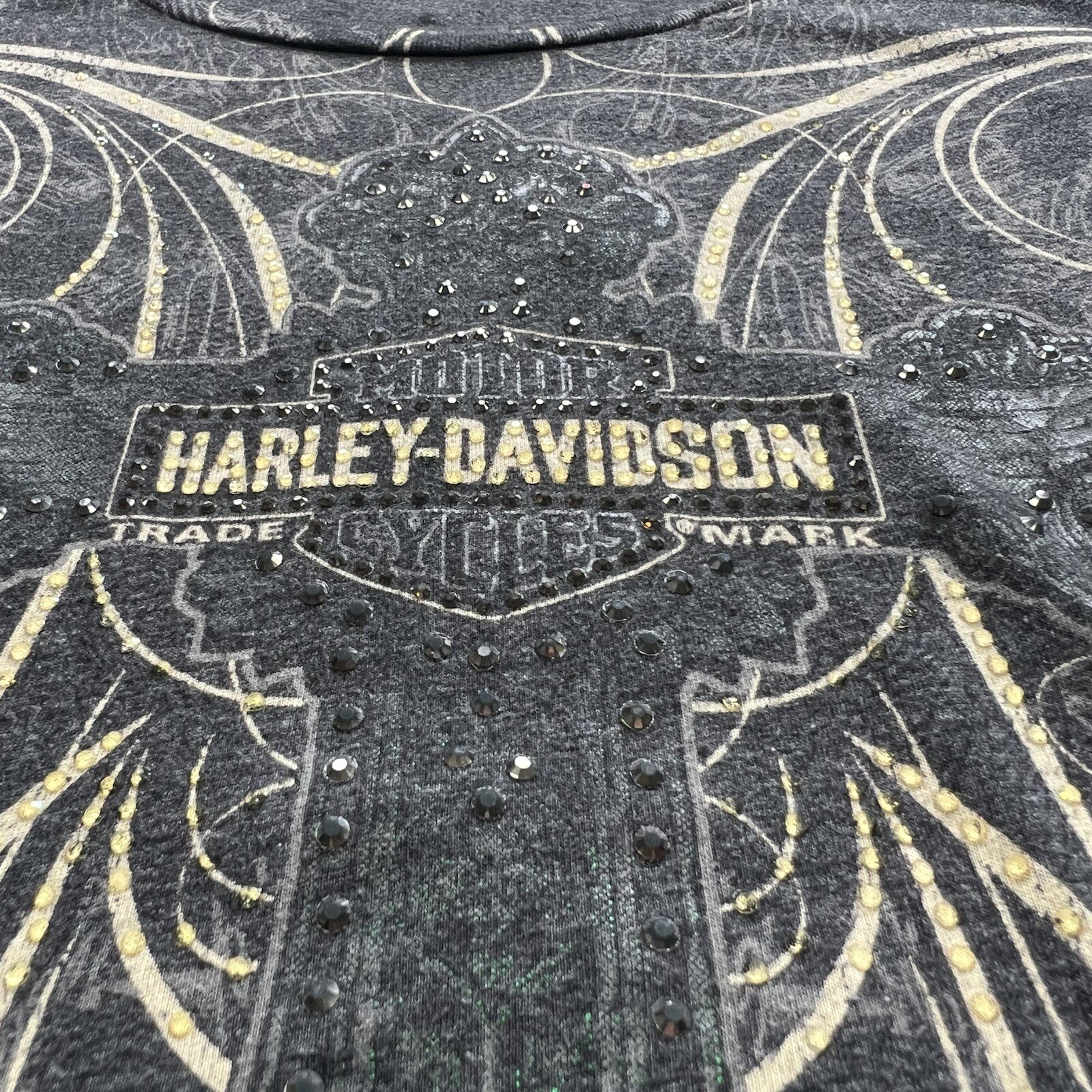 Harley Davidson T Shirt Donna M L Whisky Fila Grigio Croce Abbagliata