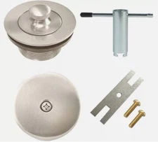 Lift & Turn Bathtub Tub Drain Assembly Conversion Kit Brushed Nickel with Tool