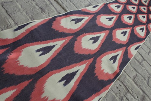 3.0 m Uzbek cotton handmade Ikat fabric/Blue cloth for craft,upholstery,decor - Picture 5 of 8