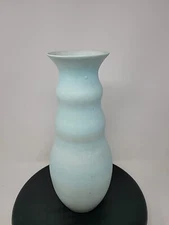 Carey Schleicher-Haselhorst Signed Ceramic Vase Baby Blue