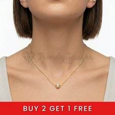 9ct Gold Minimalist White Pearl Pendant Necklace Adjustable Chain