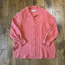 VTG Preston & York 100% Silk Button Down Long Slv Shirt Reversible Tank XL NWT