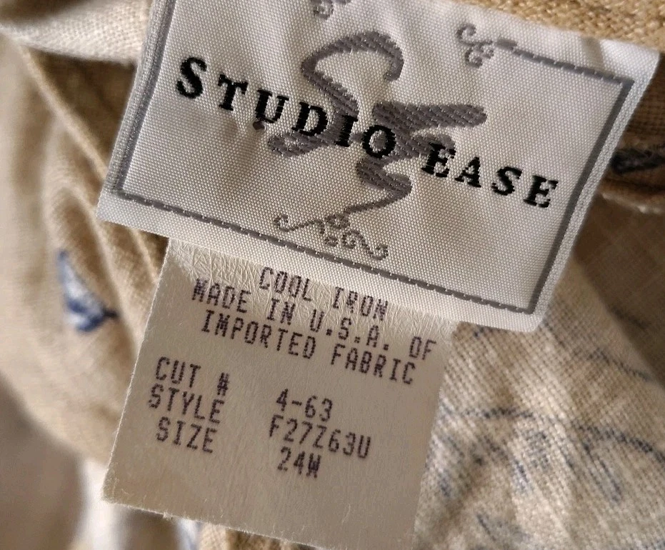 Vestido Studio Ease Bronceado Con Estampado Floral 55 Pulgadas Largo Lino Talla 24 (203) Foto 3 de 3