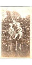 1930s German Garden Portrait-Mother w/ Children-Pre-War Family Photo Heirloom