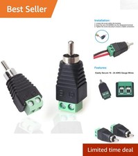 2-Pack RCA Male Plug to AV Screw Connector - Solderless Audio/Video Adapter