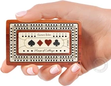2 Track - Wooden Travel/Pocket Size Cribbage Board - 4 Inch - Inlaid in... 