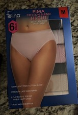 Felina Women's 6-Pack Pima Cotton Hi-Cut, Lace Trim Panties, Multicolor, Medium