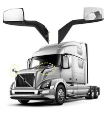 Chrome Hood Mirrors LH RH Pair For Volvo VNL 2004-2017 With Turn Signal Lights