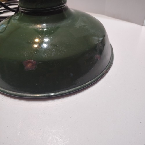 12" Benjamin Corded Green Enamel Pendant Lamp Shade Tested - Picture 5 of 7