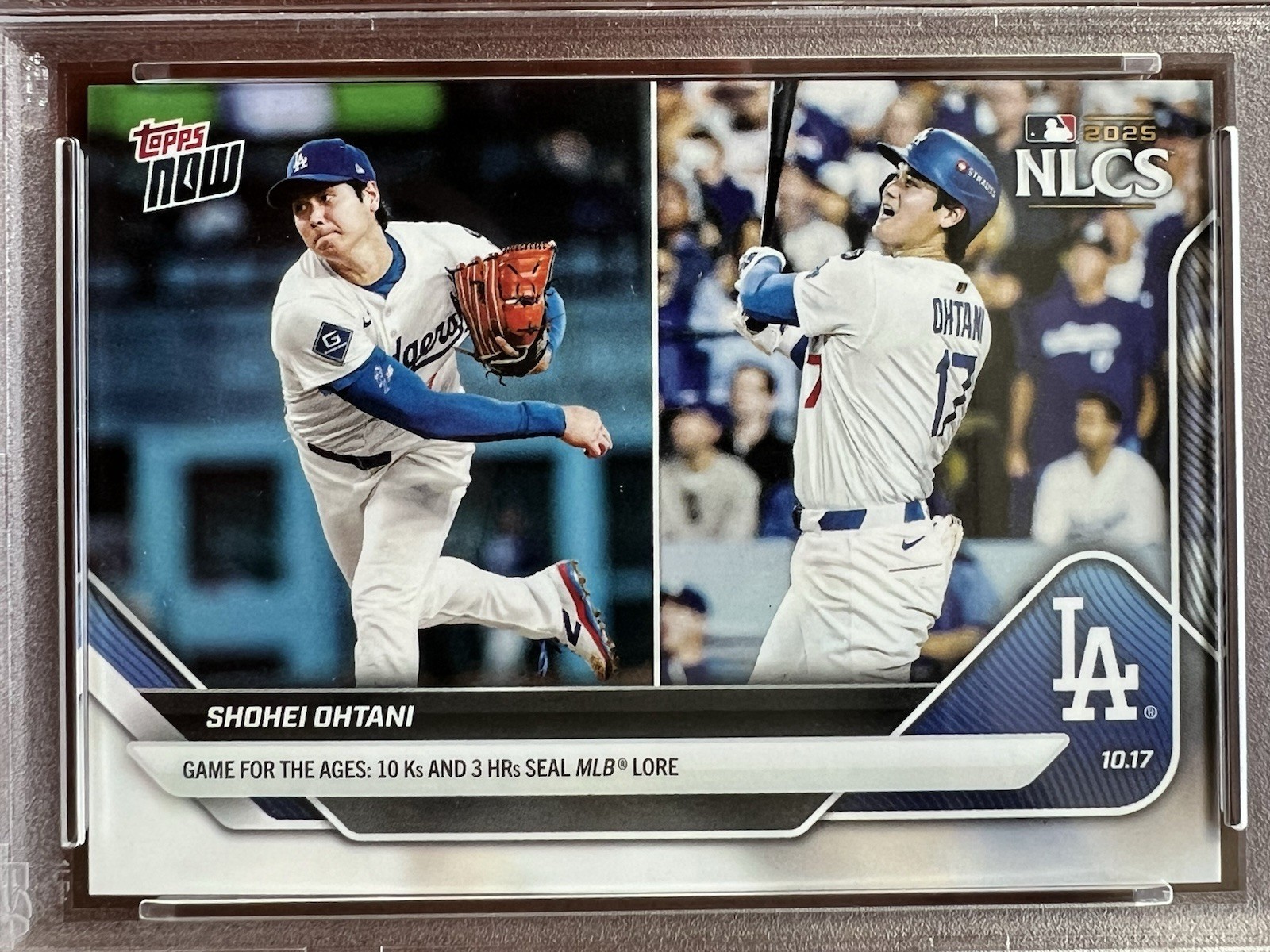 PSA 10 Shohei Ohtani #884 /253309 2025 Topps Now -10 Ks, 3 HR NLCS CHAMPS view 3
