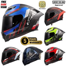 LS2 FF807 DRAGON 6K CARBON FIBRE DUAL VISOR FULL FACE MOTORCYCLE CRASH HELMET