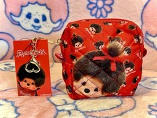 Sekiguchi Monchhichi Red Mini Quilted/Zippered Dopp Kit Pouch Keychain NWT 