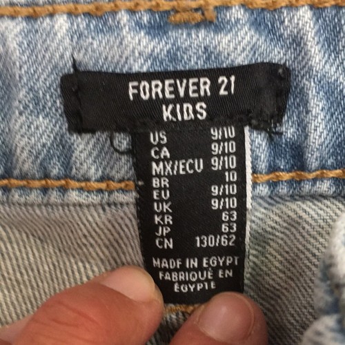 Wonder Nation Cream Jeans 10/12 Plus & Forever 21 Distressed Blue Jeans 9/10 - Picture 5 of 6