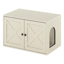 Pemberly Row Farmhouse Cat Litter Box Enclosure in White Wash