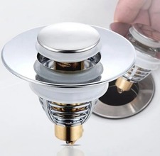 Universal Bathroom Sink Plug, Pop Up Sink Hole Plug Cover + Strainer for 32-42mm