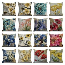 Watercolor Flower Pillow Case Blue Floral Cushion Covers Sofa Bedroom Home Decor