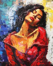 8x10 Photo Art Print - Beautiful Woman In Red Artwork Classic Artwork Signed