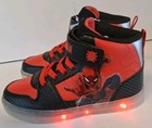 Spiderman High Top Sneakers Kids Size 1 Black Red Light Up High-Top Shoes