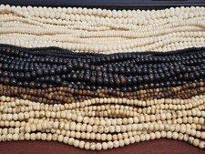 50 STRANDS BROWN WHITE WAVY ROUND BATIK STYLE BUFFALO BONE BEADS
