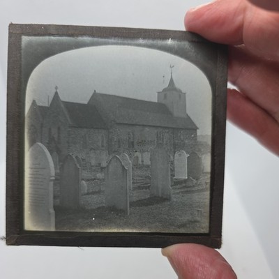 Glas Zauberlaternenschieber Sächsische/Normannische Landkirche Pfarrei (116)