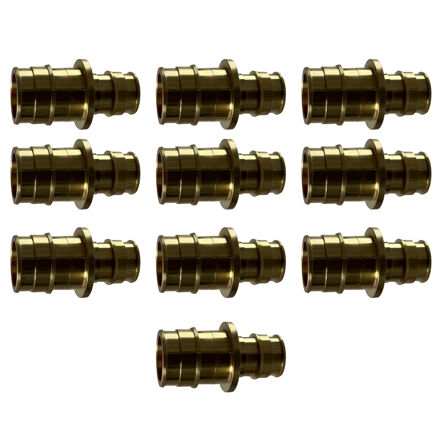 10 Pack XFITTING 3/4" x 1" Pex A Expansion Reducing Coupling, Lead Free Brass