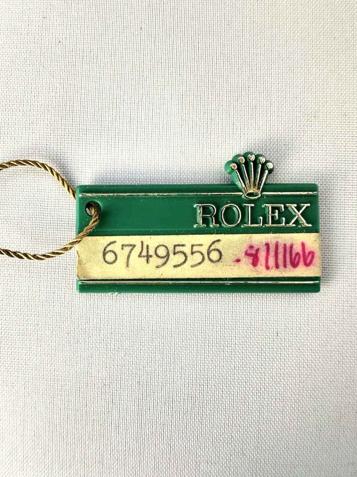 Vintage Authentic Rolex Green Rectangular Hang Ta… - image 1